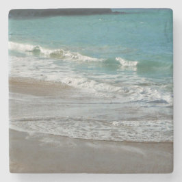 波ラッピング上のビーチターコイズブルー海 ストーンコースター