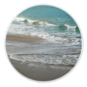 波ラッピング上のビーチターコイズブルー海 セラミックノブ (正面)
