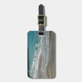 波ラッピング上のビーチターコイズブルー海 ラゲッジタグ (正面縦)