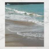 波ラッピング上のビーチターコイズブルー海 ワインラベル (シングルラベル)