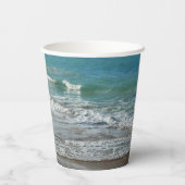 波ラッピング上のビーチターコイズブルー海 紙コップ (裏面)