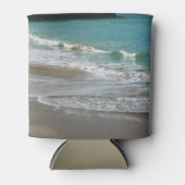 波ラッピング上のビーチターコイズブルー海 缶クーラー (正面)