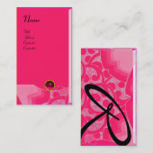 波ルビーモノグラム、ピンク赤黒 名刺 (正面/裏面)