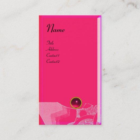 波ルビーモノグラム、ピンク赤黒 名刺 (正面)