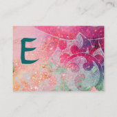 波ルビーモノグラム、明るいピンクの緑の赤い青 名刺 (裏面)