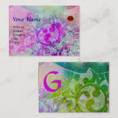波ルビーモノグラム、明るい紫色の緑のピンク 名刺 (正面/裏面)