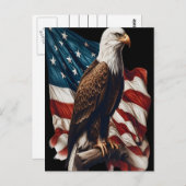 波動するアメリカ国旗に突き刺さった鷲 ポストカード (正面/裏面)