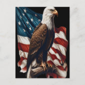 波動するアメリカ国旗に突き刺さった鷲 ポストカード (正面)