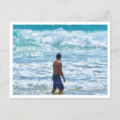 波動する幸せ/男、海の波、カウアイ島 ポストカード (正面)