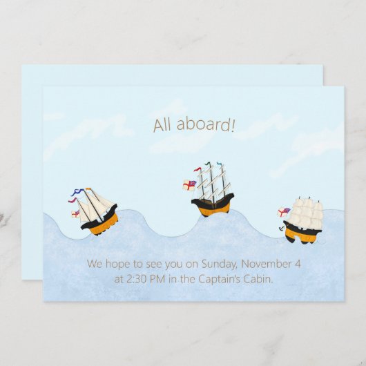 波動の海の船のカスタマイズ案内 招待状 (正面/裏面)