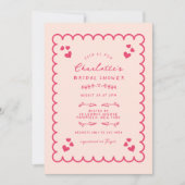 波図解入りの、写真付きのファンキー手書ブライダルシャワー 招待状 (正面)
