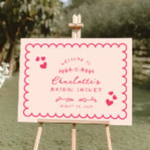 波図解入りの、写真付きのファンキー手書ブライダルシャワー 招待状