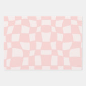 波型のピンクとパープルのチェック柄パターン ラッピングペーパーシート (正面3)