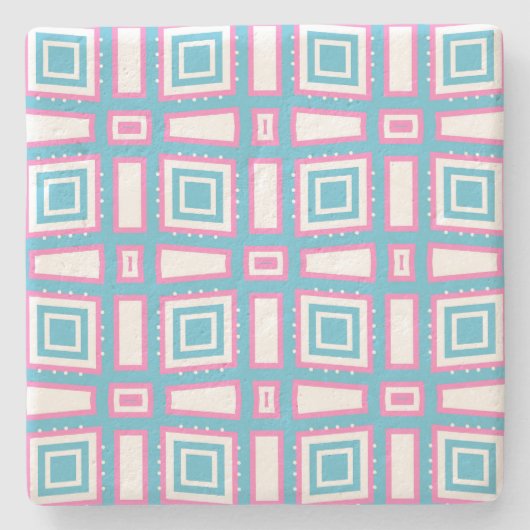 波型の正方形の石灰岩コースター ストーンコースター (正面)