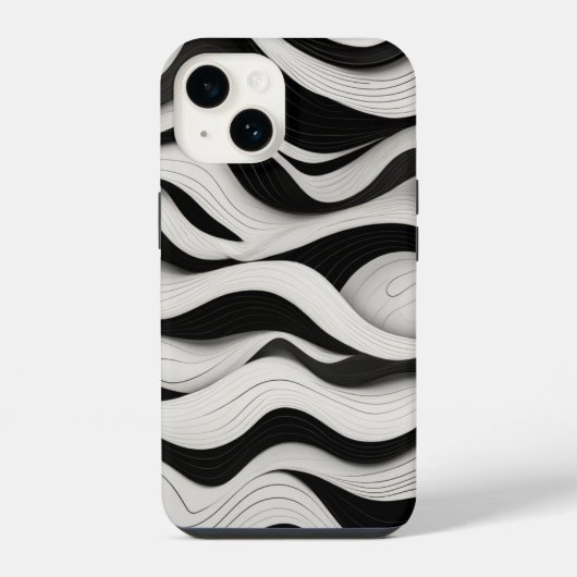 波型の線のアート iPhoneケース (裏面)