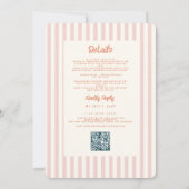 波型ピンクと赤の手書き結婚のQRコード 招待状 (裏面)