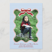 波型フレームボウPinstriedホリデーカードクリスマス シーズンカード (正面)