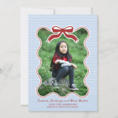 波型フレームボウPinstriedホリデーカードクリスマス シーズンカード (正面)