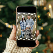 波型モダンフレームメリークリスマス3写真 シーズンカード