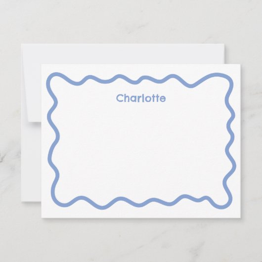 波型青い縁の現代の子供用文房具 ノートカード (正面)