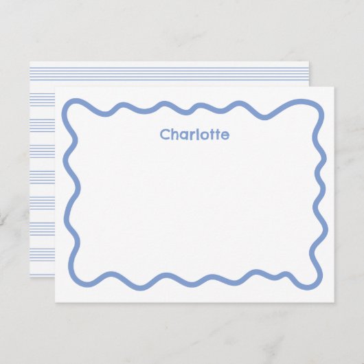 波型青い縁の現代の子供用文房具 ノートカード (正面/裏面)