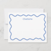 波型青枠のモダンな子供向けステーショナリー ノートカード (正面)