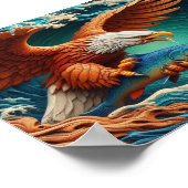 波威厳のあるのイーグル魚釣り5 x 7 ポスター (角)