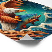 波威厳のあるの7x5のイーグル魚釣り ポスター (角)