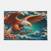 波威厳のある36x24のイーグル魚釣り ドアマット (正面)