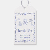 波形お洒落男の赤ちゃんシャワーサンキュー ギフトタグ (正面)