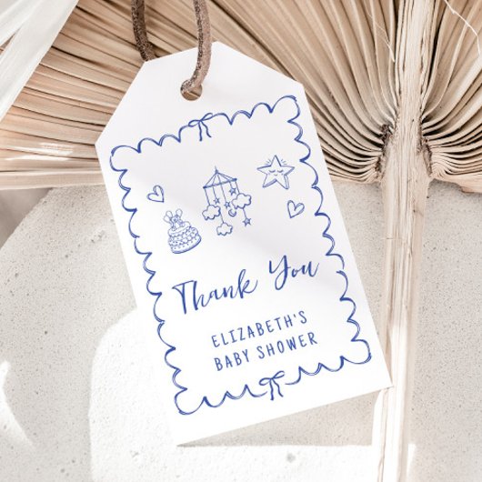 波形お洒落男の赤ちゃんシャワーサンキュー ギフトタグ