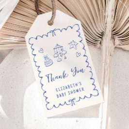 波形お洒落男の赤ちゃんシャワーサンキュー ギフトタグ