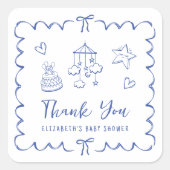 波形お洒落男の赤ちゃんシャワーサンキュー スクエアシール (正面)