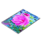 波形のエレガント青い葉を持つピンクのハイビスカス ノートブック (左側)