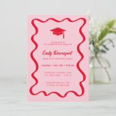 波形の卒業式招待状の写真の背面 招待状 (スタンド正面)