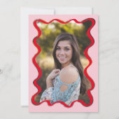 波形の卒業式招待状の写真の背面 招待状 (裏面)