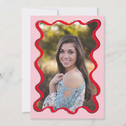 波形の卒業式招待状の写真の背面 招待状 (裏面)