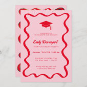 波形の卒業式招待状の写真の背面 招待状 (正面/裏面)