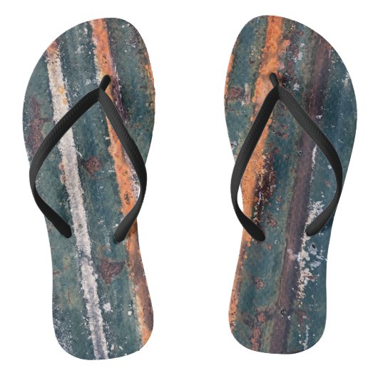 波形の錆びた風化した質感 青緑赤 ビーチサンダル (ソール)