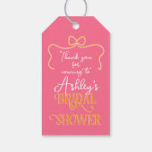 波形はっきりしたフレームボーピンクオレンジブライダルシャワー ギフトタグ (裏面)