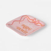 波形はっきりしたフレームボーピンクオレンジブライダルシャワー ペーパープレート (傾斜あり)