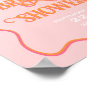 波形はっきりしたフレームボーピンクオレンジブライダルシャワー ポスター (角)