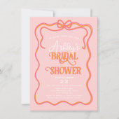 波形はっきりしたフレームボーピンクオレンジブライダルシャワー 招待状 (正面)