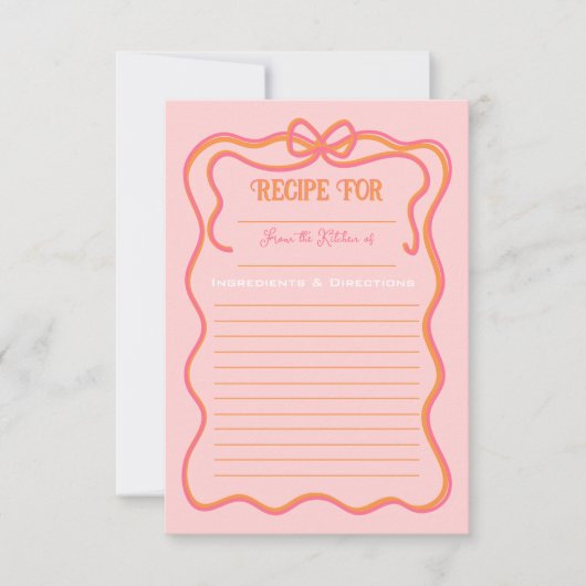 波形はっきりしたフレームボーピンクオレンジレシピカード 招待状 (正面)