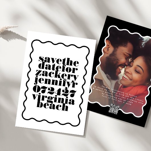 波形はっきりした白黒QRコード写真 セーブザデート