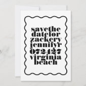 波形はっきりした白黒QRコード写真 セーブザデート (正面)