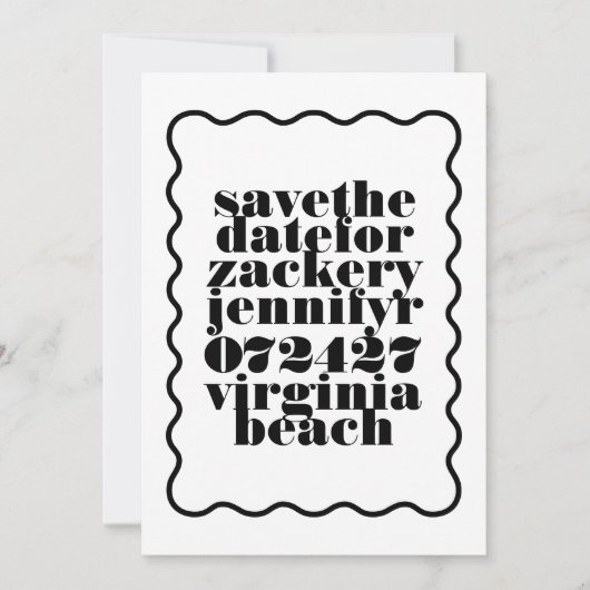 波形はっきりした白黒QRコード写真 セーブザデート (正面)