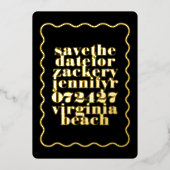 波形はっきりした黒金ゴールドQRコード写真 箔招待状 (正面)