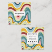 波形カラフルストライプミニマルカッコいいスクエアのアイコン スクエア名刺 (正面/裏面)
