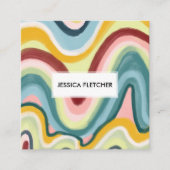 波形カラフルストライプミニマルカッコいいスクエアのアイコン スクエア名刺 (正面)